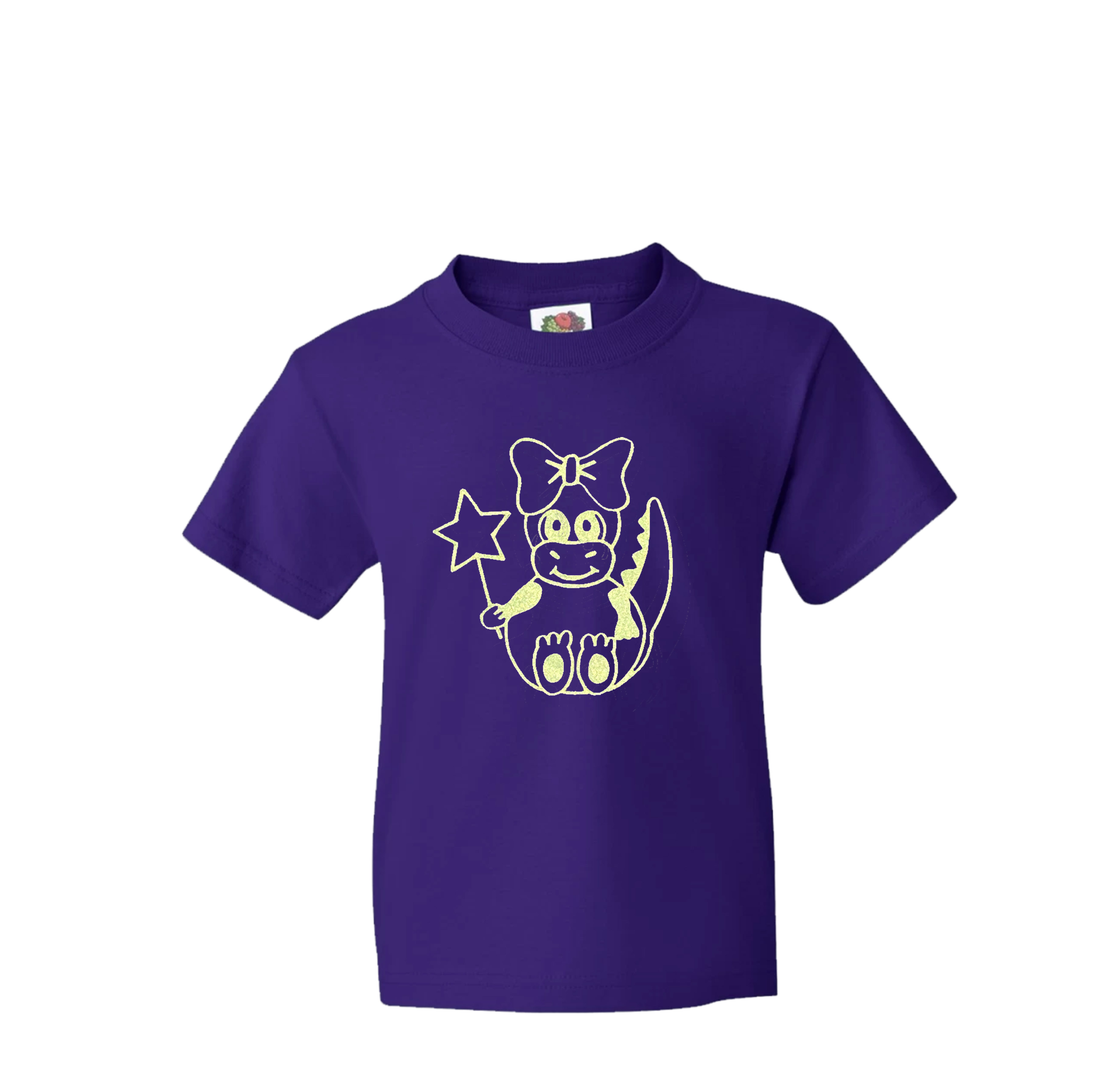 T-shirt barn: Dino-tjej glitter 